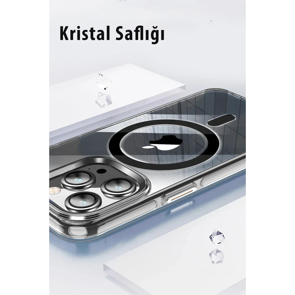 Joko Apple iPhone 15 Pro Max Kılıf Crystal Magsafe Kapak - Şeffaf görsel 5