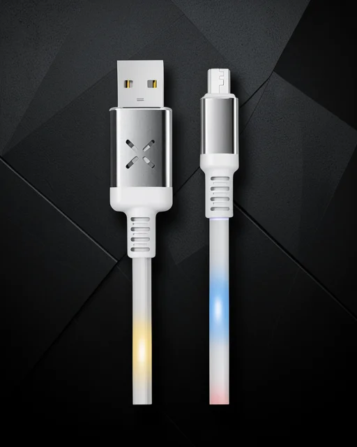 Dc09 Ses Duyarlı Işıklı Micro Usb Kablo 1m 2a - Beyaz