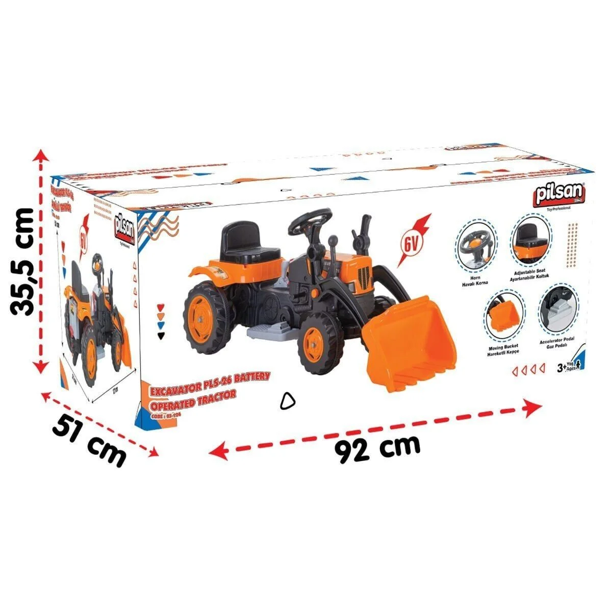 05 124 Excavator PLS-26 Traktör Kepçeli 6V Akülü görsel 5