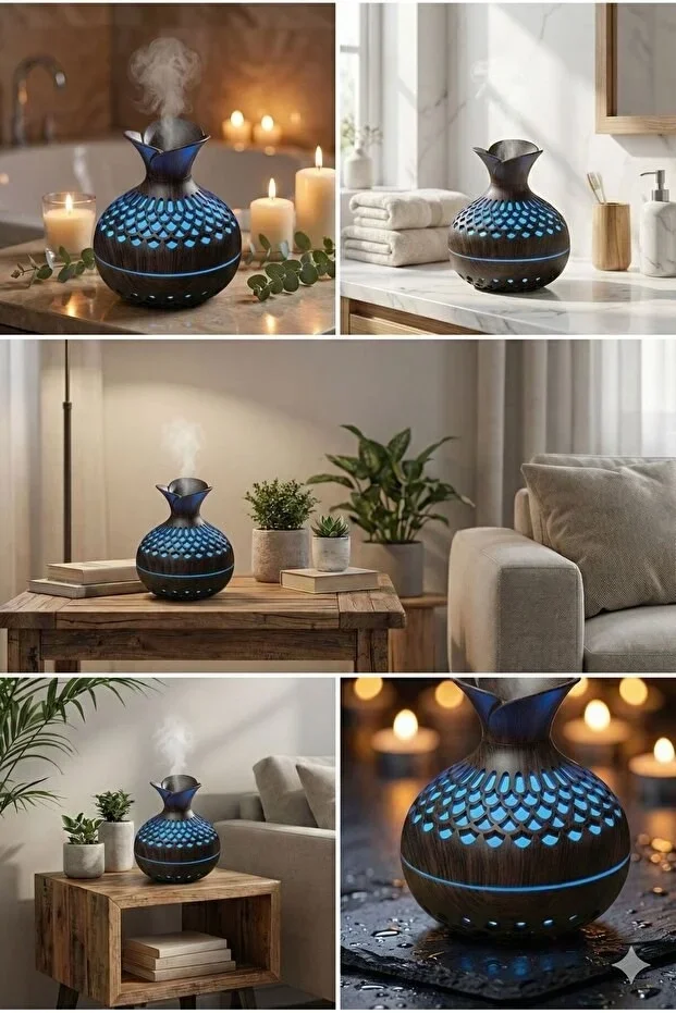 Preum Ahşap Desenli Ultrasonik Aromaterapi Difüzör & Hava Nemlendirici görsel 2
