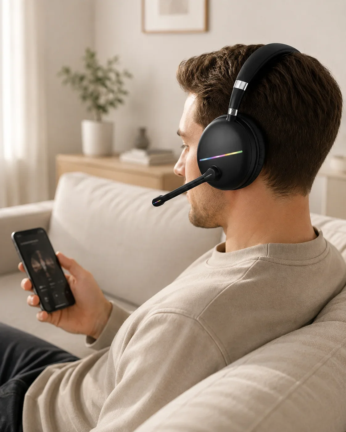 RGB Işıklı Bluetooth krofonlu Kulaklık Uzun Süreli Kullanım Type-C Şarjlı görsel 2
