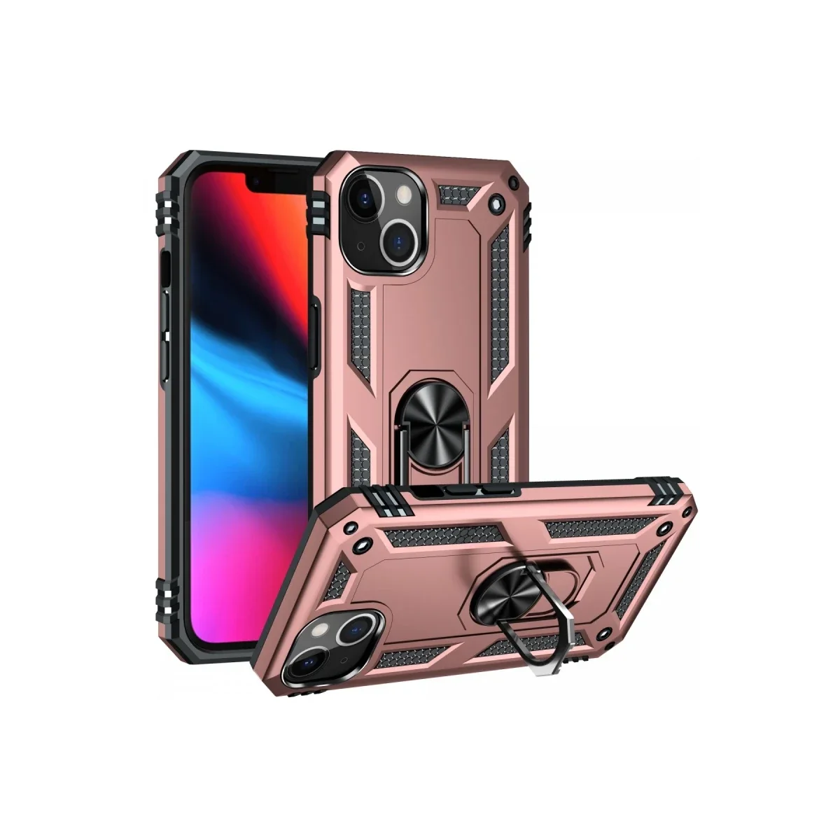 Apple iPhone 13 Kılıf Sofya Yüzüklü Silikon Kapak - Rose görsel 2