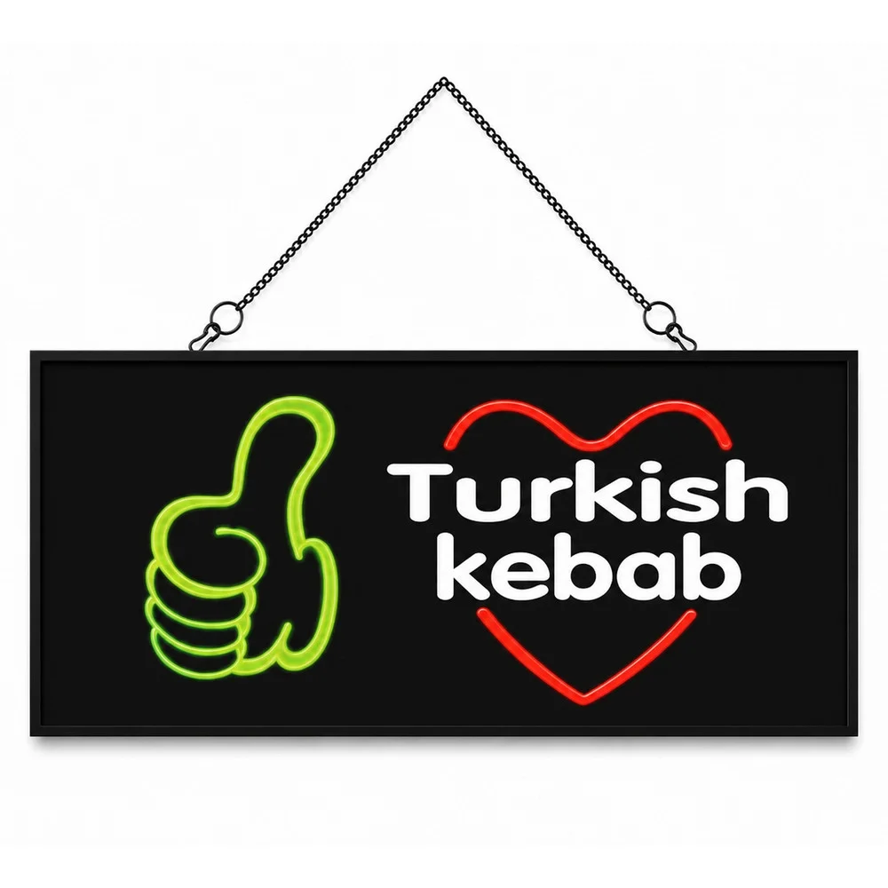 Işıklı Tak Çalıştır Hazır Tabela Turkish Kebap