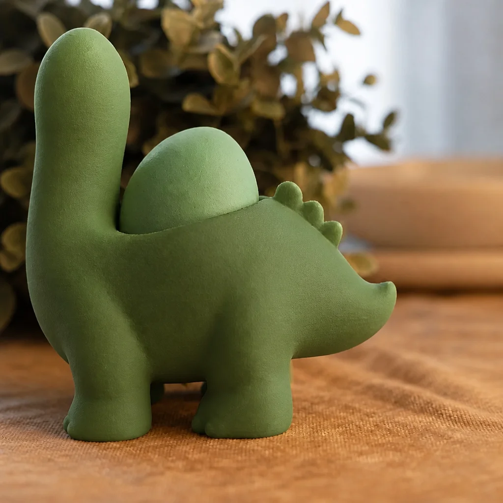 3D Baskı Dinozor Yumurtalık - Sevimli Eggosaurus Yumurta Tutucu-Yeşil görsel 2