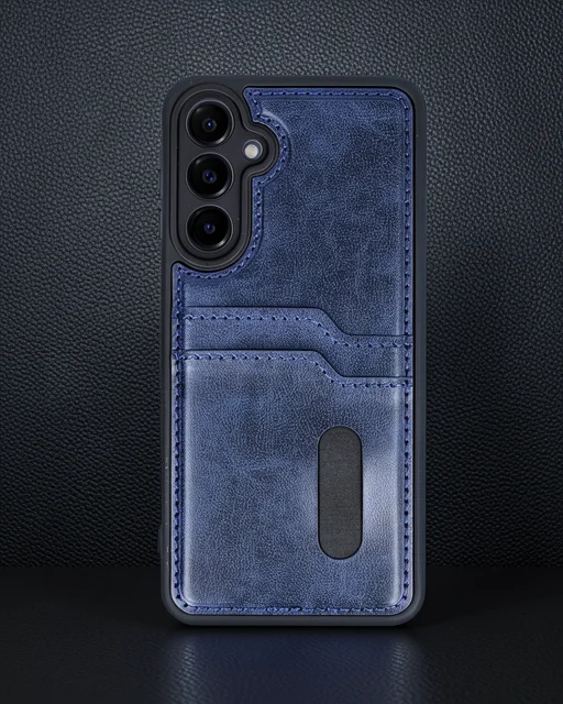 Samsung Galaxy A55 5g Kılıf Sara Kartvizitli Deri Kılıf - Lacivert