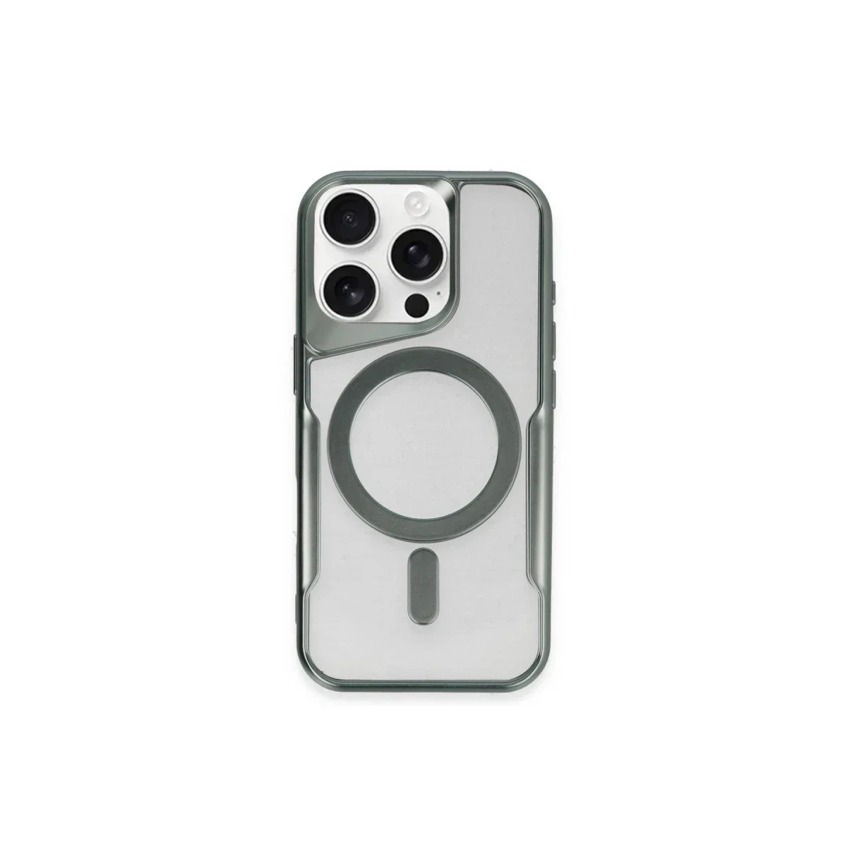 Apple iPhone 15 Pro Max Kılıf Boyi Magsafe Silikon Kapak - Yeşil
