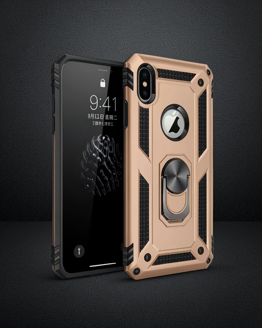 Apple İphone X Kılıf Sofya Yüzüklü Silikon Kapak - Gold