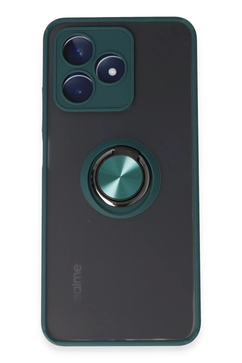 Realme C53 Kılıf Montreal Yüzüklü Silikon Kapak - Yeşil