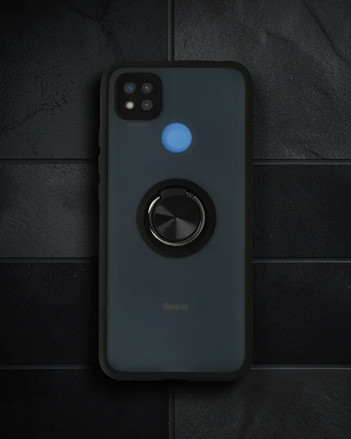 Xiaomi Redmi 9c Kılıf Montreal Yüzüklü Silikon Kapak - Siyah
