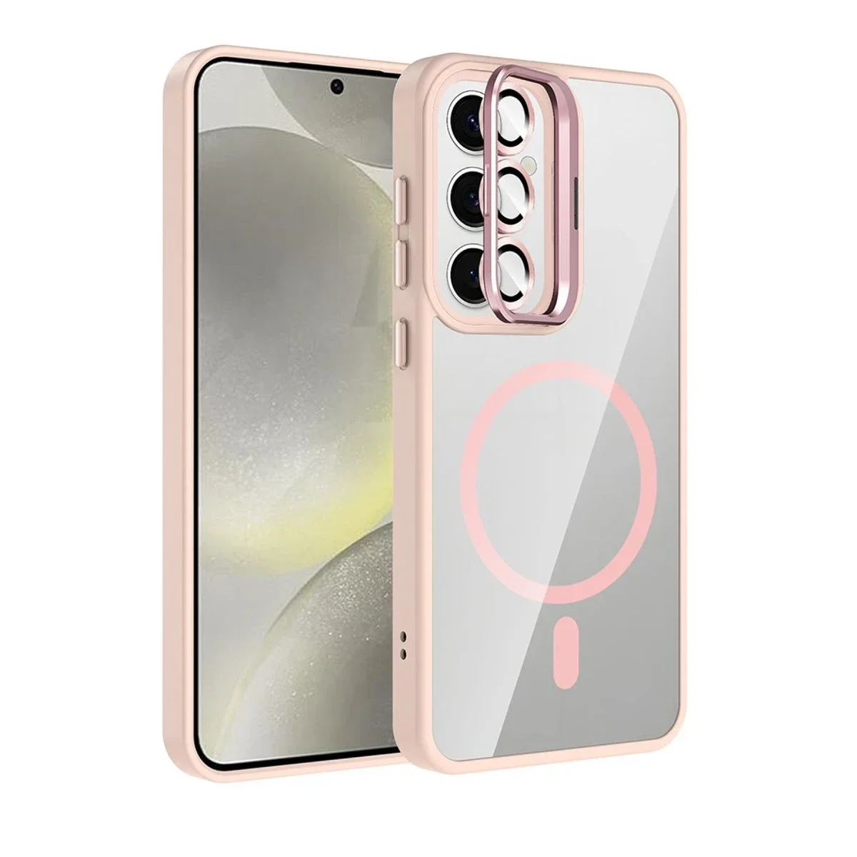 Joko Samsung Galaxy S24 FE Remim Lensli Magsafe Standlı Kapak - Pembe