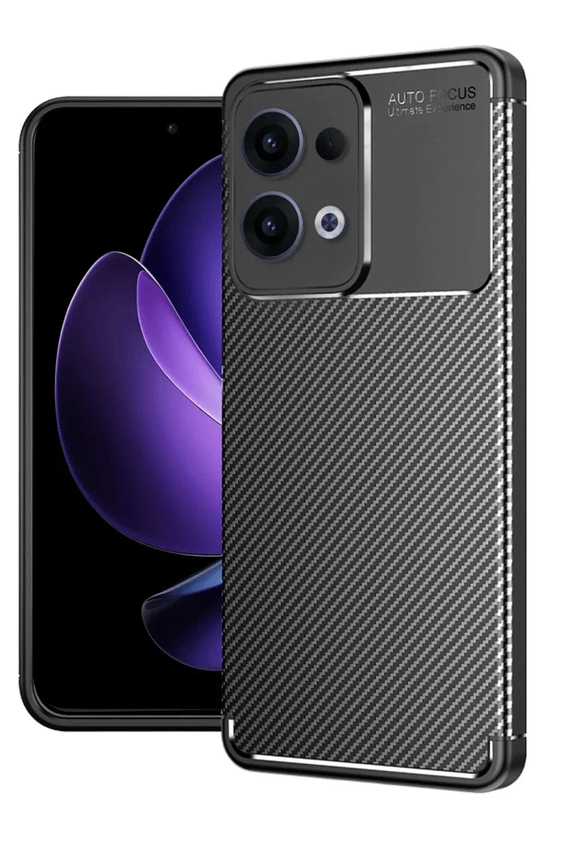 Oppo Reno 13 Pro Kılıf Auto Focus Karbon Kapak - Siyah