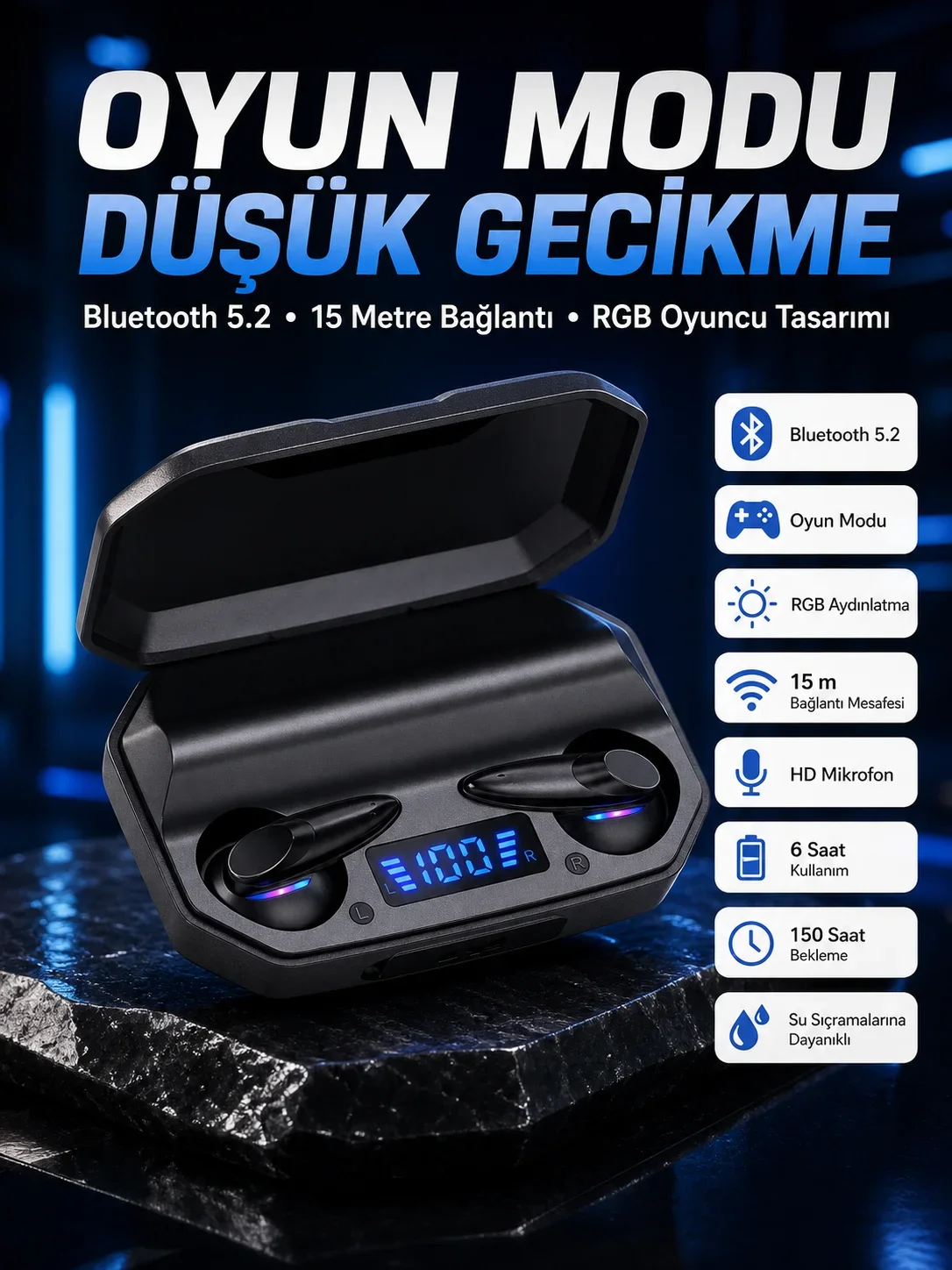 Çağrı Cevaplayabilen Akıllı Saat 5.2 Bluetooth Bağlantılı Kulaklık