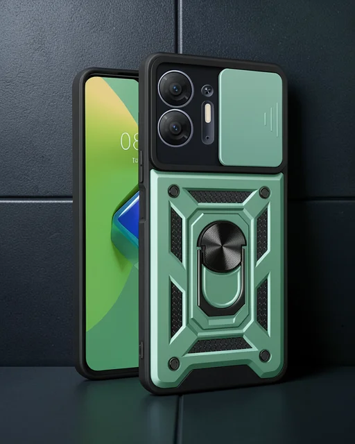 İnfinix Hot 30 5g Kılıf Pars Lens Yüzüklü Silikon - Yeşil