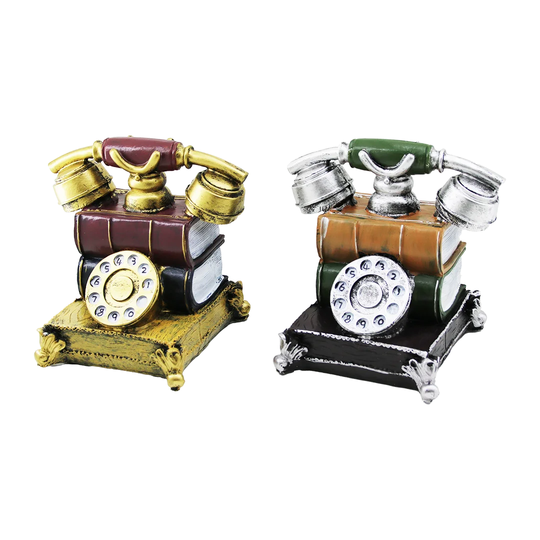 Vintage Telefon Biblo Kumbara Reçine 15.5x15.5x10 cm görsel 2