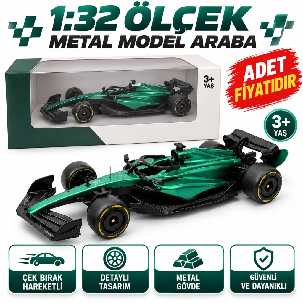 RW5132 1:32 F1 ÇEK BIRAK ARABA METAL MODEL ARABA adet fiyatıdır görsel 2