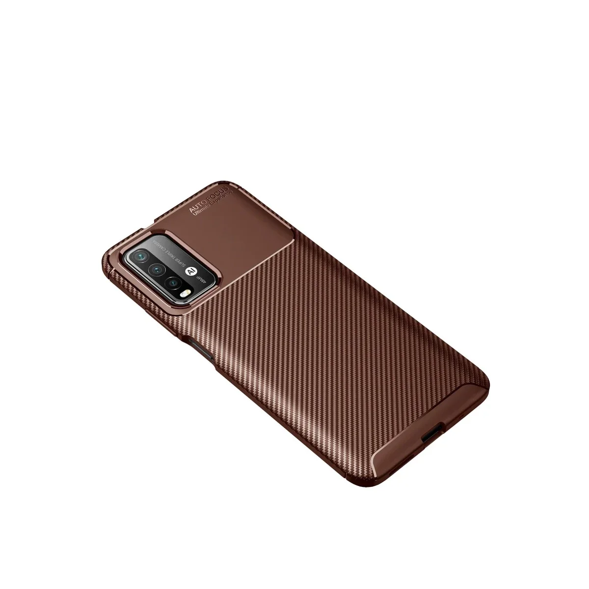 Xiaomi Redmi 9T Kılıf Auto Focus Karbon Kapak - Kahverengi görsel 2