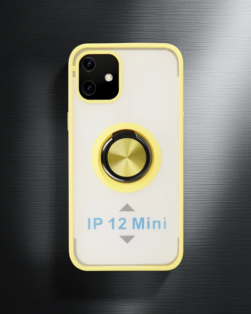 Apple İphone 12 Mini Kılıf Montreal Yüzüklü Silikon Kapak - Sarı