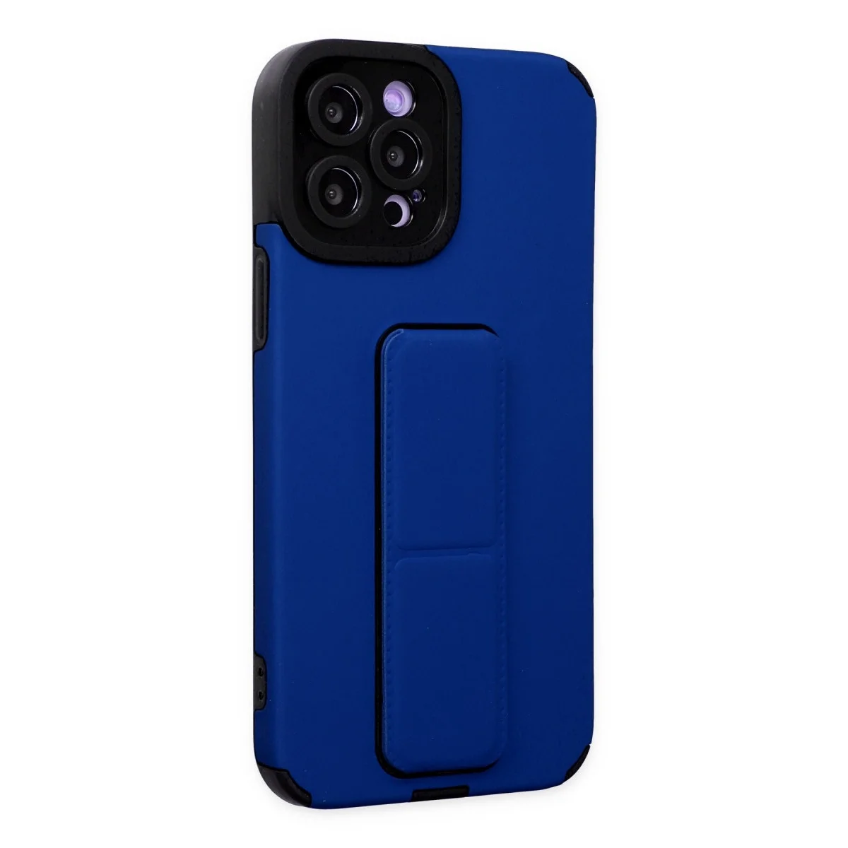 Apple İphone 12 Pro Max Kılıf Mega Standlı Silikon - Mavi görsel 2