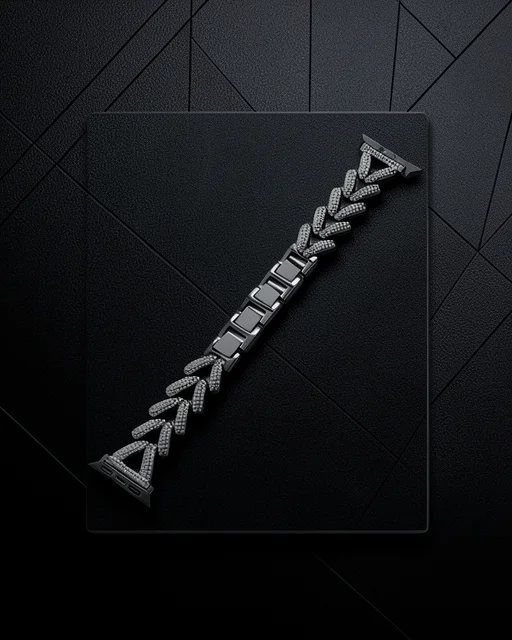 Apple Watch 38mm Node Taşlı Kordon (saat Değildir) - Siyah