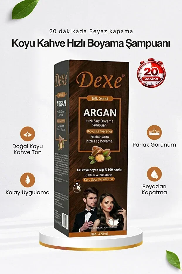 Argan Özlü Şampuan Boya 420 ml - Koyu Kahverengi
