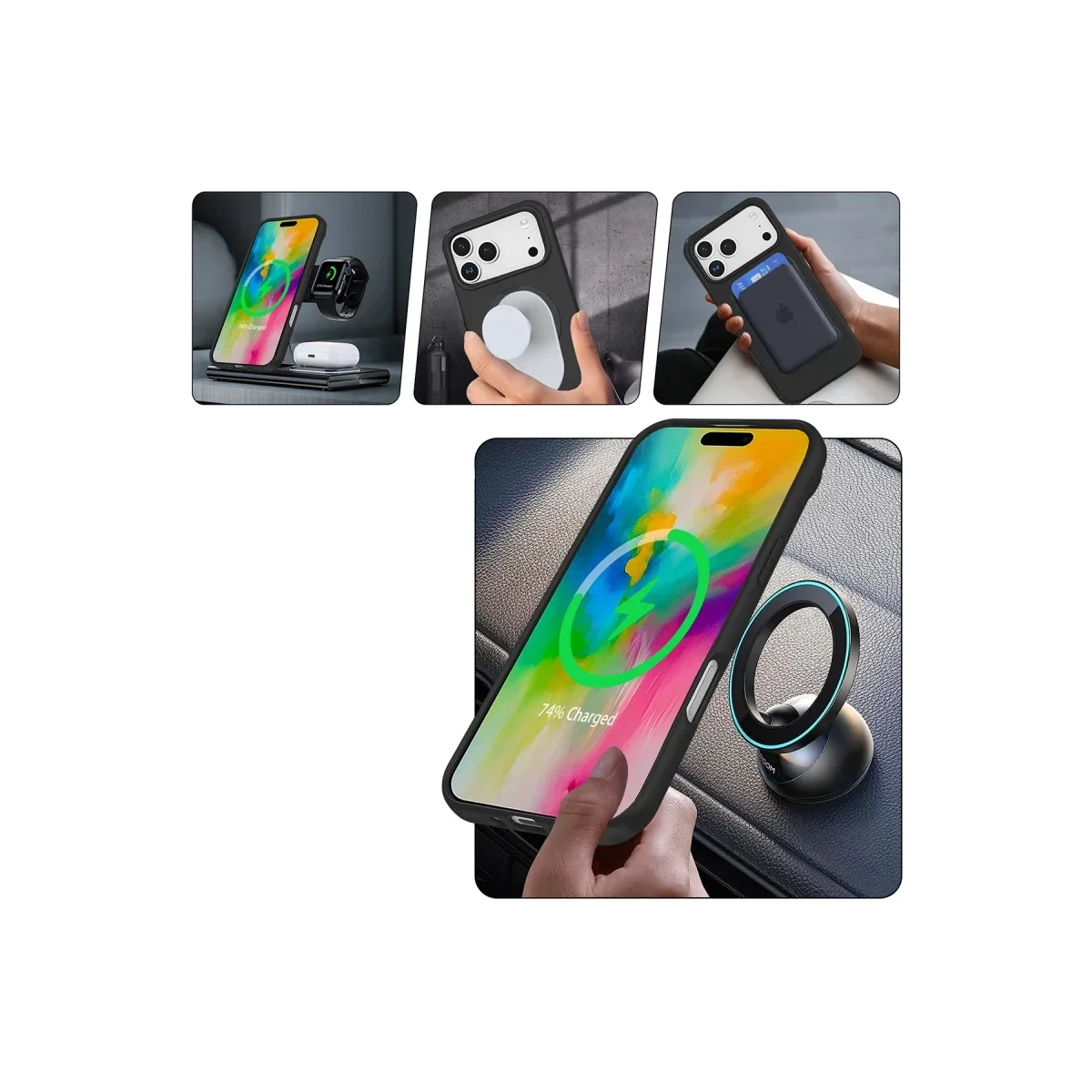 Apple iPhone 17 Pro Regal Magsafe Standlı Kapak - Derin Mor görsel 7