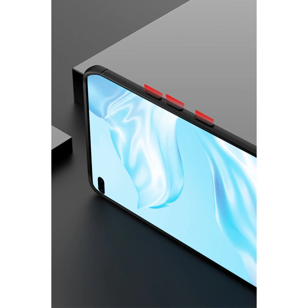 Huawei P40 Pro Kılıf Range Yüzüklü Silikon - Siyah görsel 7