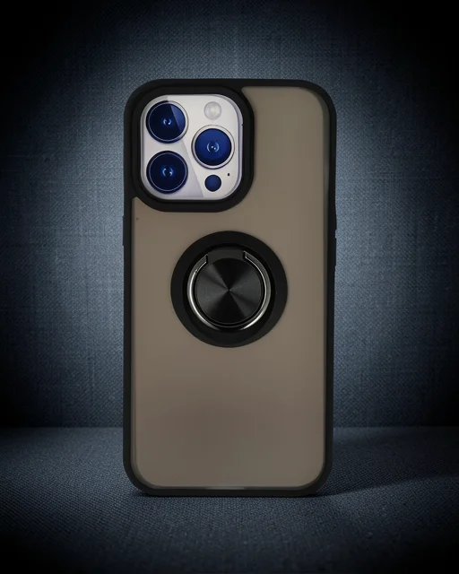 Apple İphone 15 Pro Max Kılıf Montreal Yüzüklü Silikon Kapak - Siyah
