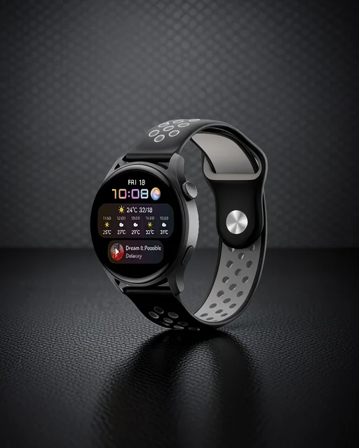Watch 20mm Spor Delikli Kordon - Siyah-gri