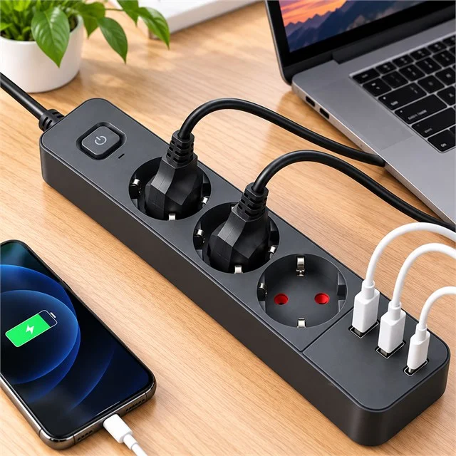 S-Link SPG03U 2 Usb + 1 Type C 5V2.4A 3X1.0mm Bakır 1.5M Kablo 750 Joule 3’lü Anahtarlı Siyah Akım Korumalı Priz görsel 2