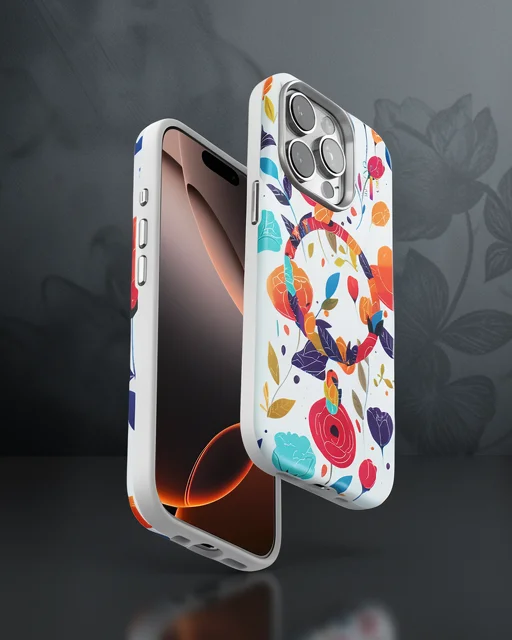 Onegif Apple İphone 15 Pro Max Flower Series Magsafe Kapak - Beyaz