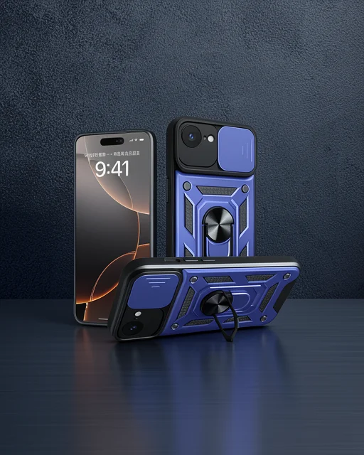 Apple İphone 16e Kılıf Pars Lens Yüzüklü Silikon - Lacivert