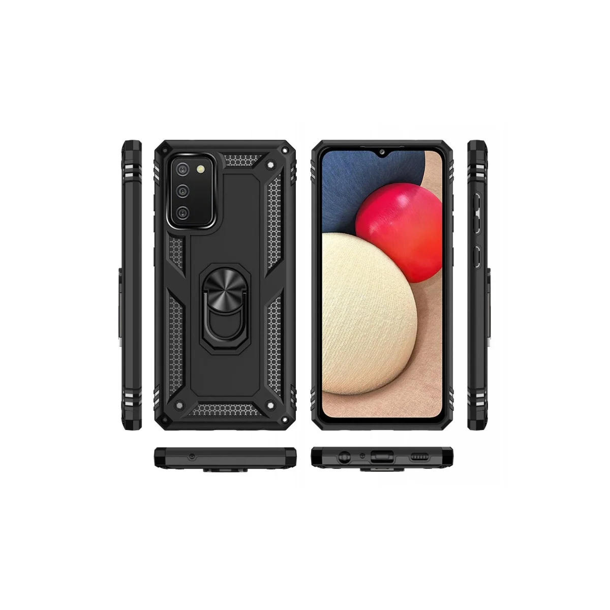 Samsung Galaxy A03s Kılıf Sofya Yüzüklü Silikon Kapak - Siyah görsel 3