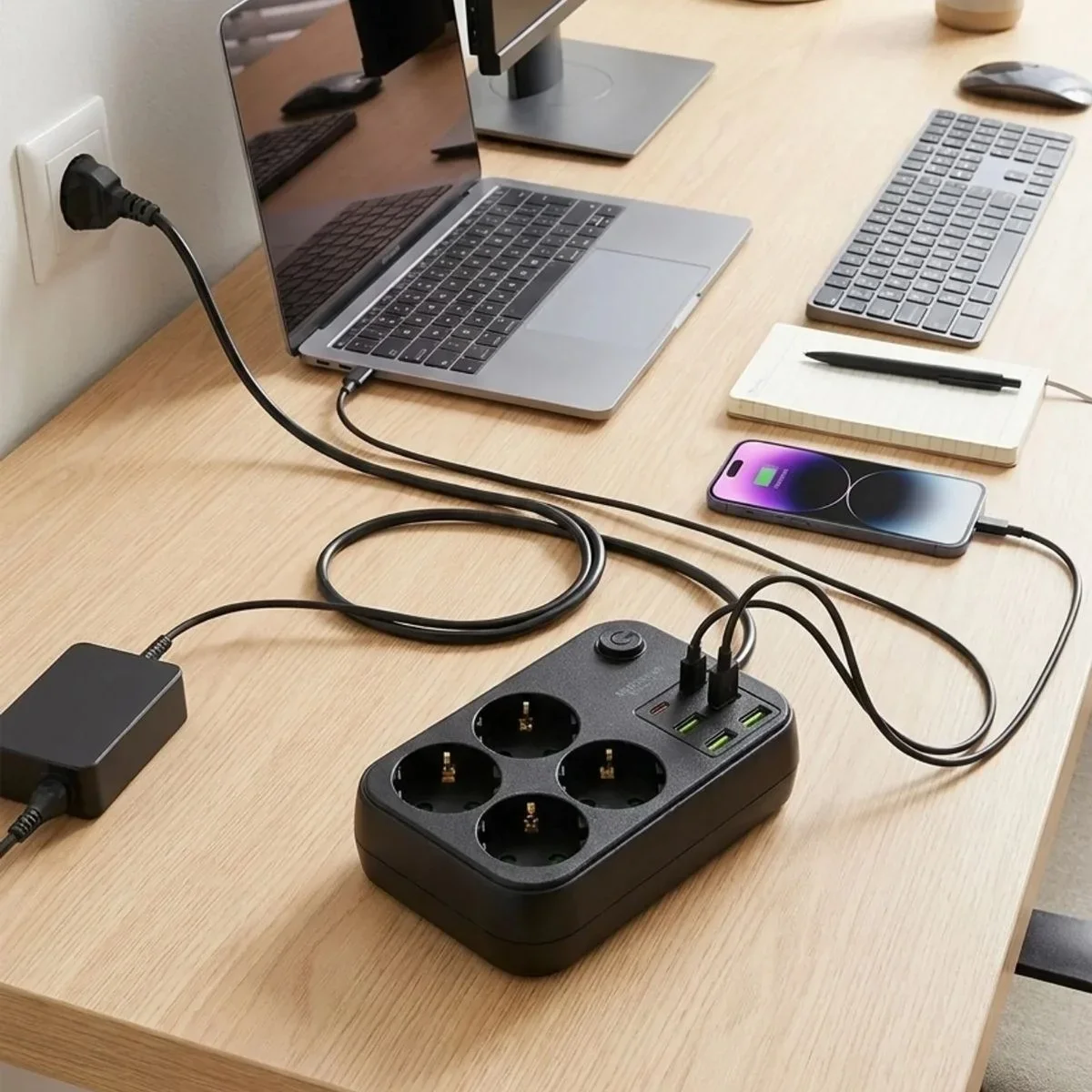 ieg™ Çoklu Priz Uzatma Kablosu 4 Soket + 4 USB + 2 Type-C – Termal Akım Korumalı, Isıya Dayanıklı, Çocuk Korumalı Güvenli Priz 100-250V görsel 5