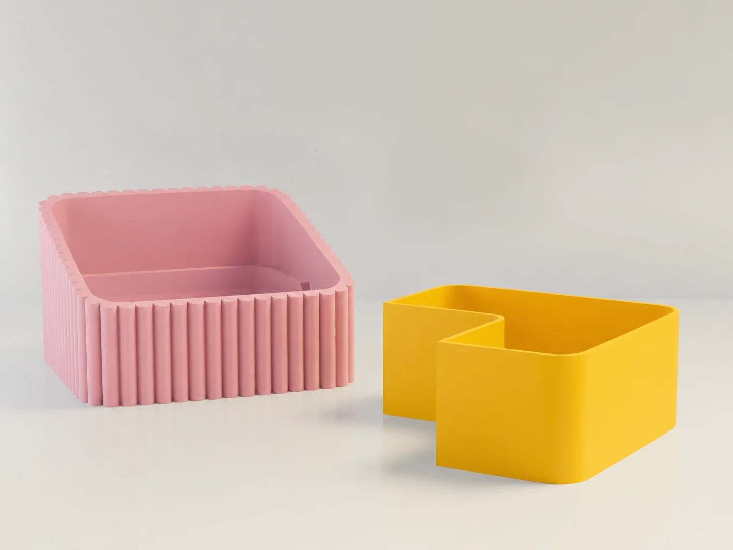 3D Baskı Fıstık Kasesi - Çift Hazneli Kabuk Ayırıcı Sunum Kasesi - Pembe Sarı görsel 2