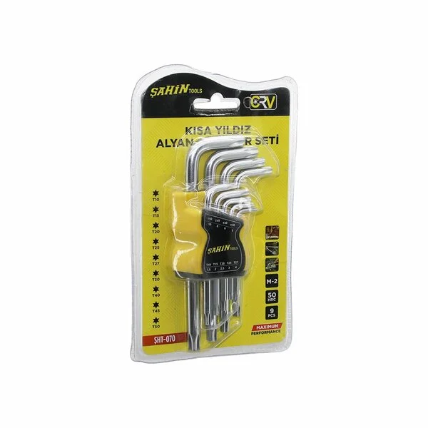 9 Pcs Kısa Yıldız Alyan Anahtar Seti M-2 - 50HRC