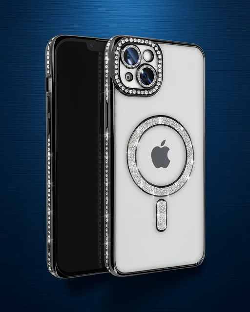 Apple İphone 14 Kılıf Joke Simli Magneticsafe Kılıf - Siyah