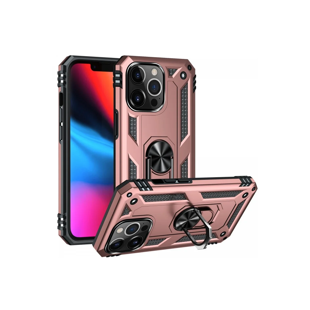 Apple İphone 13 Pro Kılıf Sofya Yüzüklü Silikon Kapak - Rose görsel 2