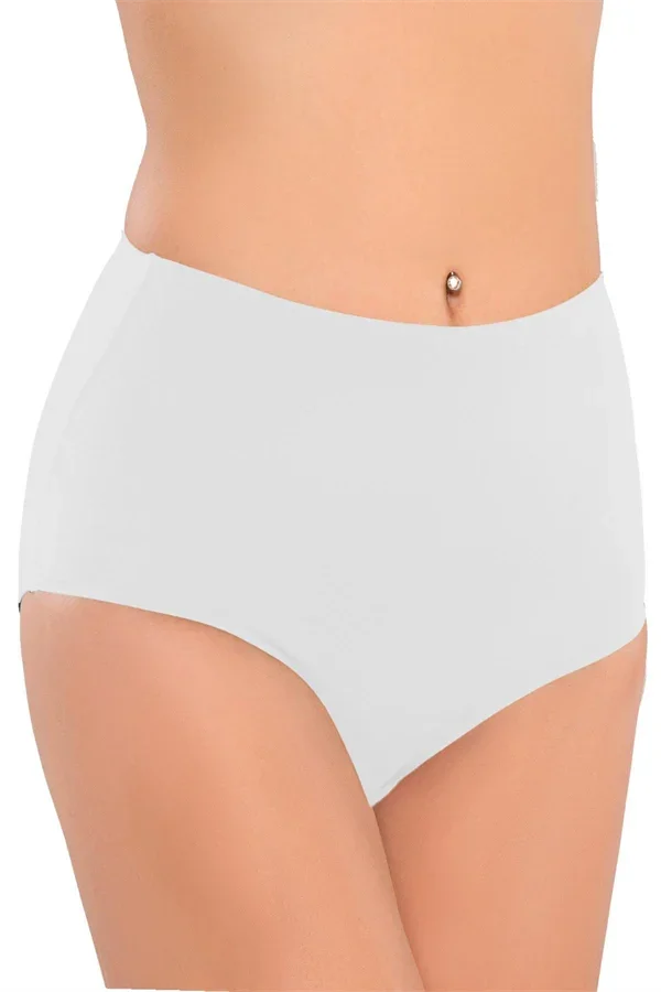 Yüksek Bel Beyaz Yapıştırma Lazer Kesim Slip Korse Külot