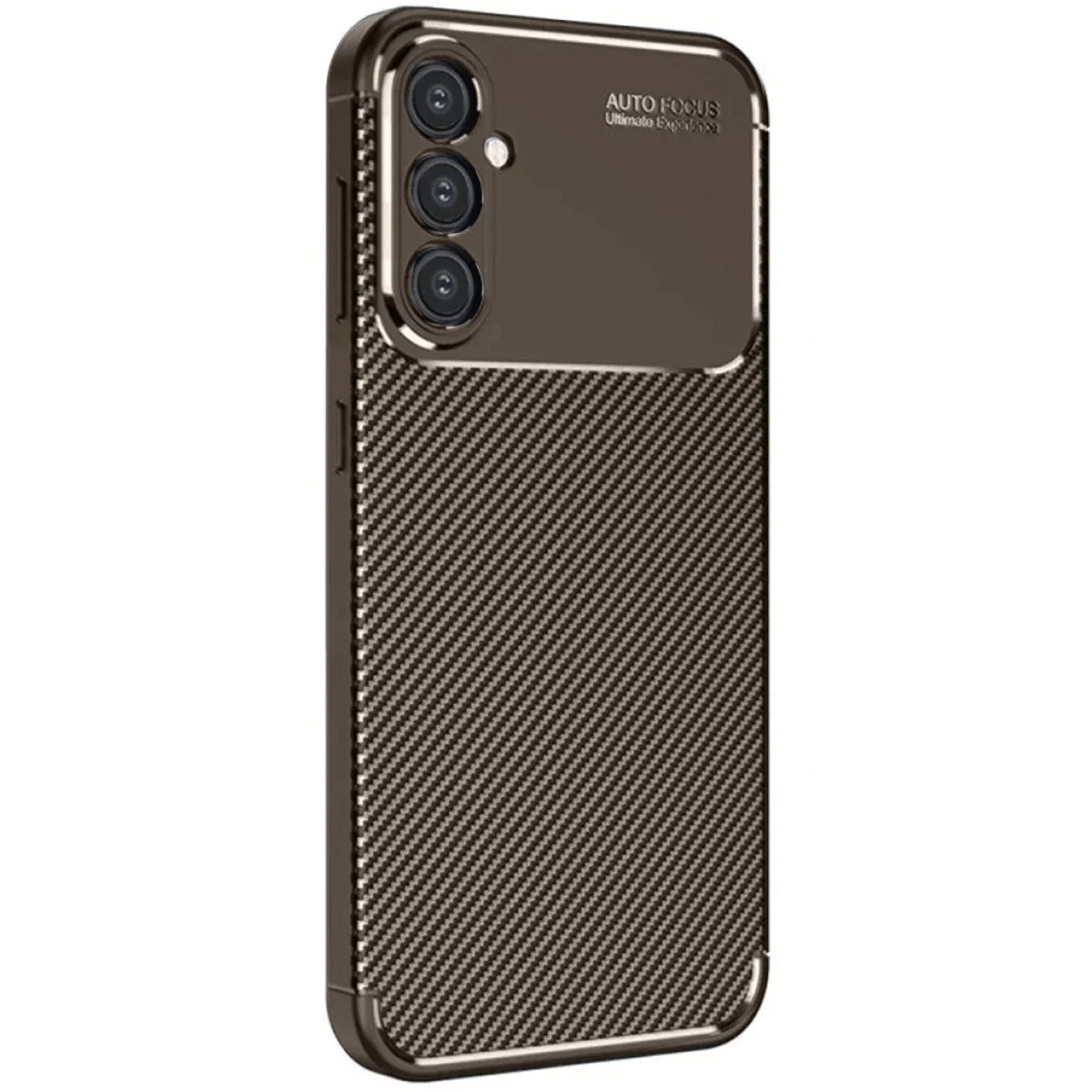 Samsung Galaxy S25 Plus Kılıf Auto Focus Karbon Kapak - Kahverengi görsel 3