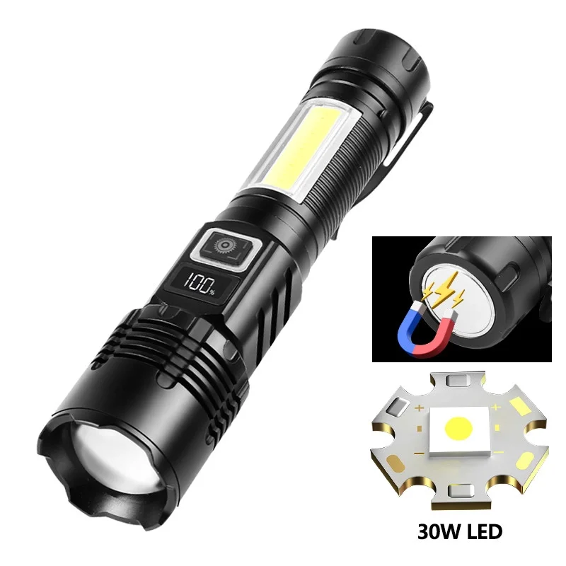 WS-4848 1500 Lümen 15 Watt Dijital Göstergeli Mıknatıslı Şarjlı El Feneri görsel 3