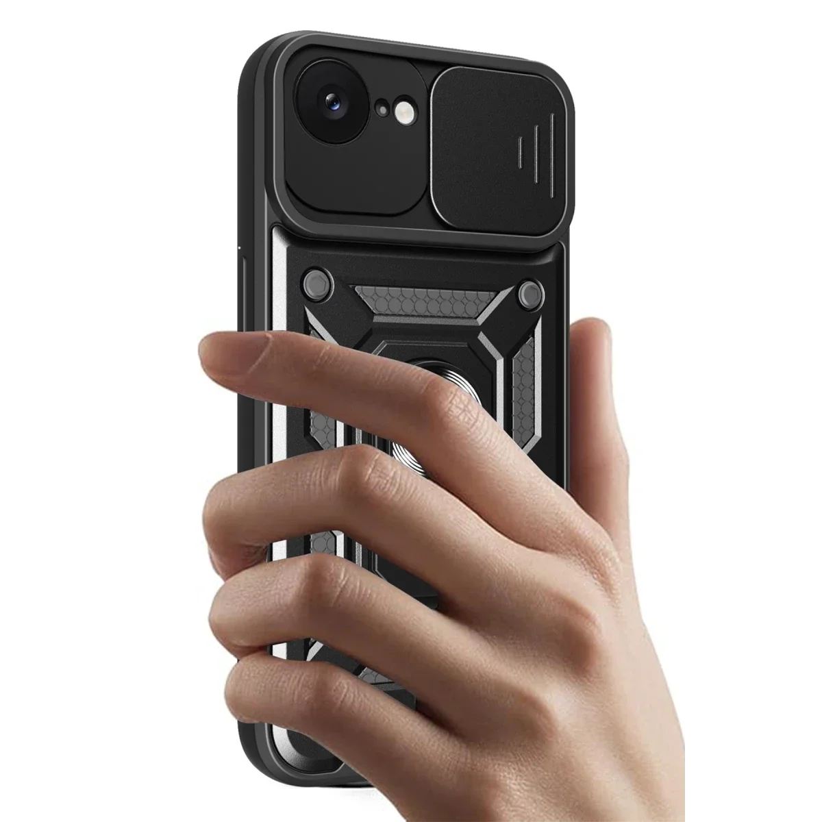 Apple iPhone 16E Kılıf Pars Lens Yüzüklü Silikon - Kırmızı görsel 3