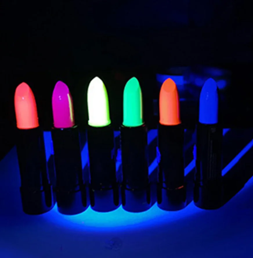 Karanlıkta Parlayan Yanan UV Neon Ruj Yüz Boyama 6 Adet 6 Renk görsel 2