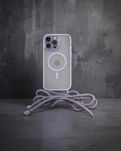 Apple İphone 12 Pro Max Kılıf Divo Lazer Askılı Magsafe Kapak - Lila