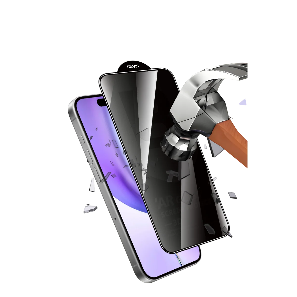 Apple iPhone 15 Pro Max 5D Privacy Diamond Hayalet Cam Ekran Koruyucu görsel 3
