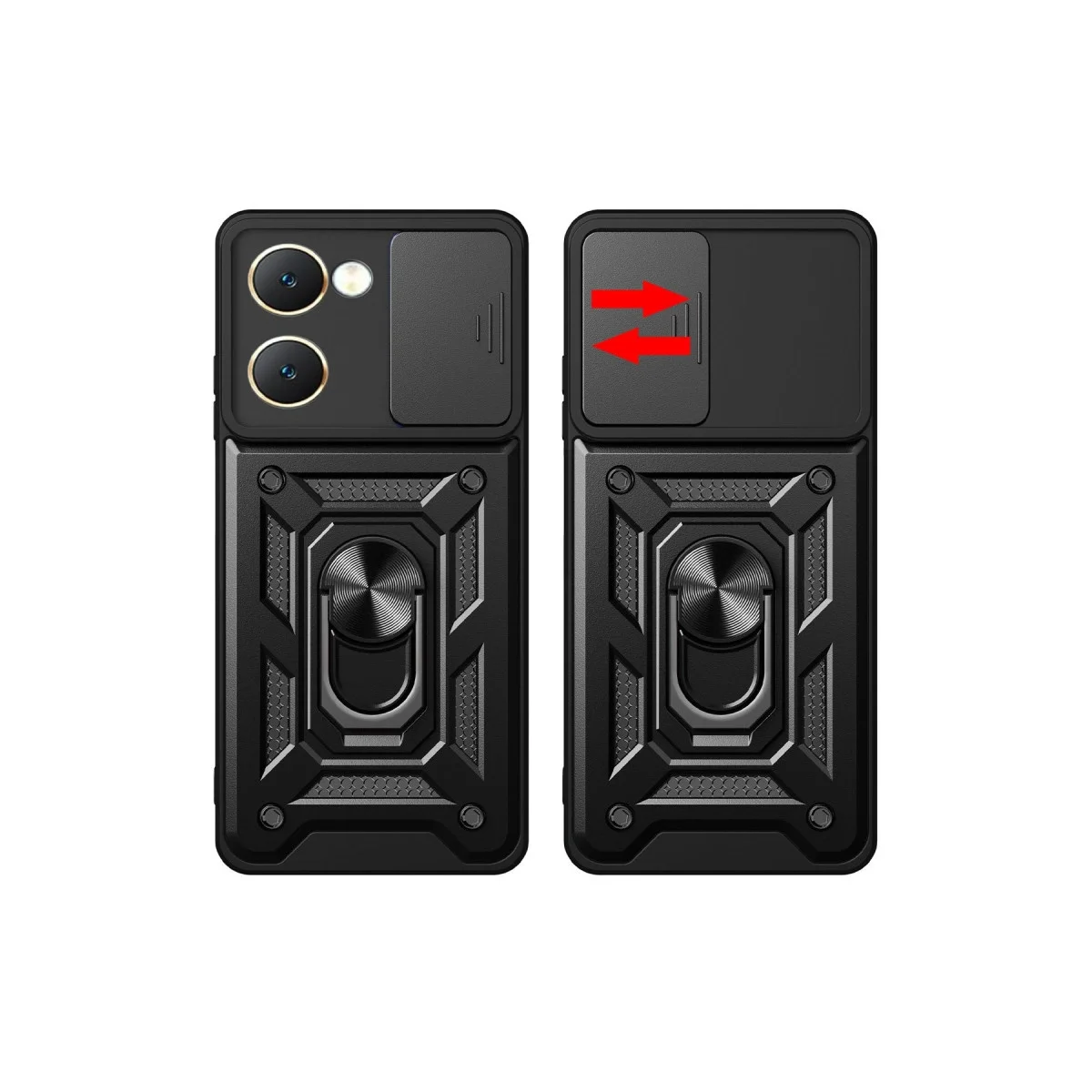 Vivo Y18 Kılıf Pars Lens Yüzüklü Silikon - Kırmızı görsel 2