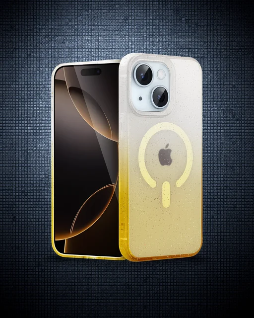 Apple İphone 15 Plus Pummel Shiny Magsafe Kapak - Gold