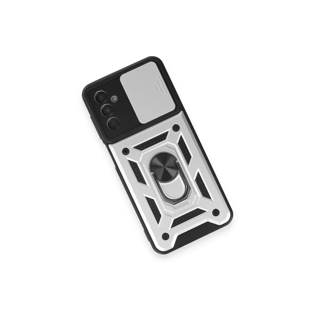 Samsung Galaxy M14 5G Kılıf Pars Lens Yüzüklü Silikon - Gümüş görsel 4