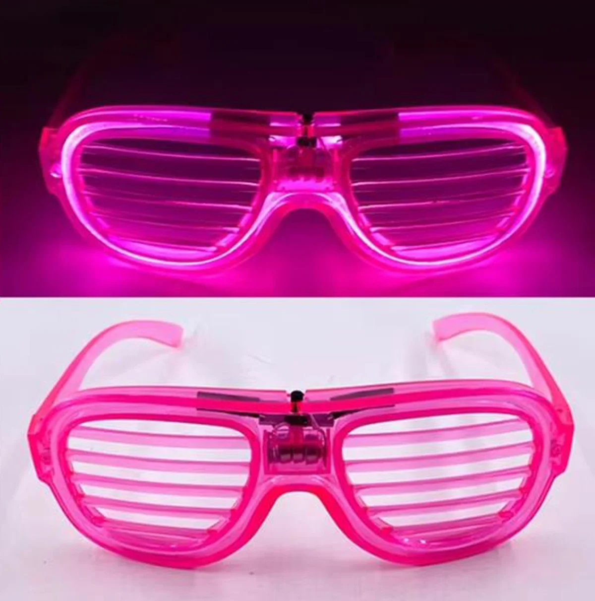 Pembe Led Işıklı Parti Gözlüğü - Neon Glow Şerit Gözlük 3 Modlu görsel 4