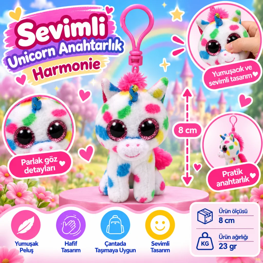 Peluş Unicorn Anahtarlık Harmonie