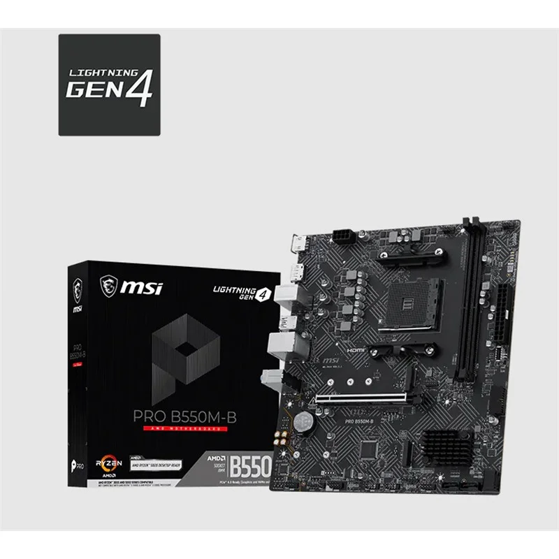 Pro B550M-B DDR4 4600MHZ 1XHDMI 2XM.2 Matx AM4 ( AM4 5000/5000G/4000G/3000/3000G Serileri İle Uyumlu)